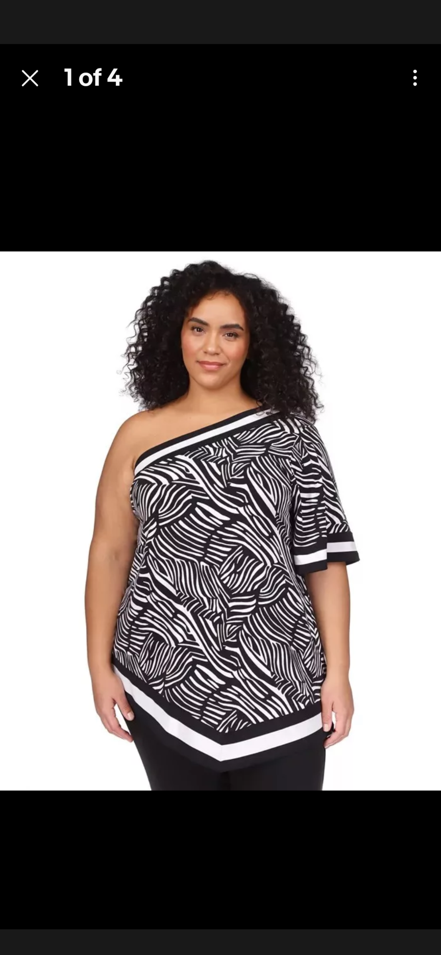 Michael Kors Women's Zebra Border-Print One-Shoulder Top, Black/White. Size S.