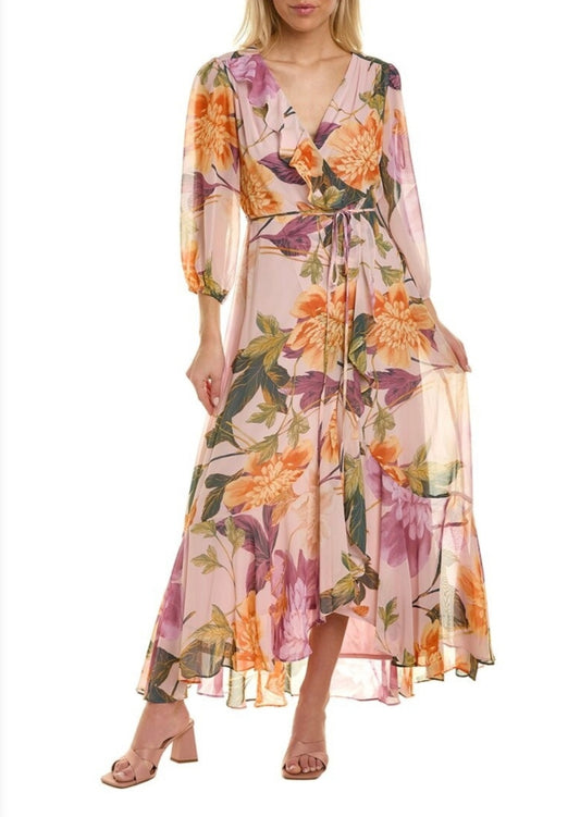 Maison Tara Purple Floral Wrap Dress. Size 12. NWT. #50