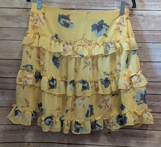 Ralph Lauren Yellow Floral Tiered Ruffle Skirt – Size Small