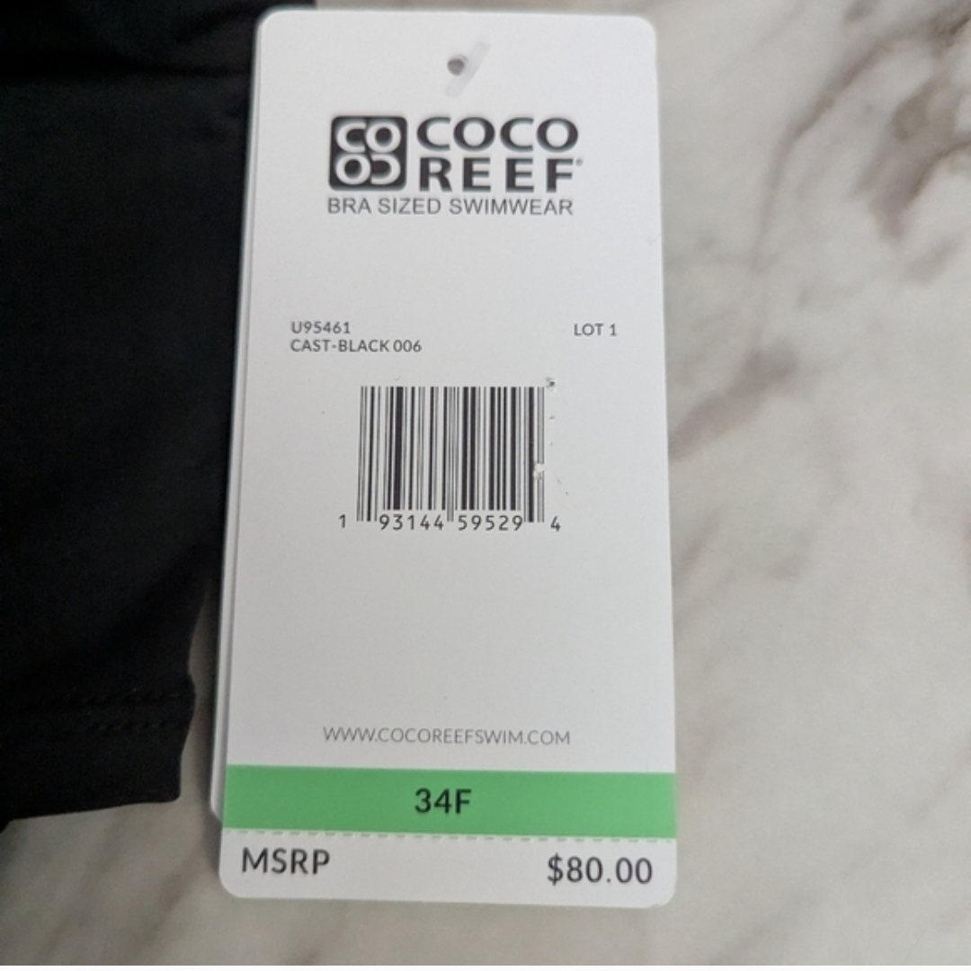 Coco Reef Elevate Bra Sized Shirred Underwire Bikini Top - Size 34F #A34