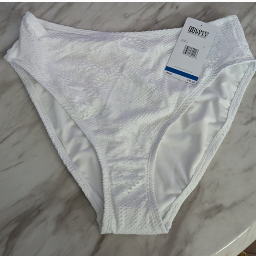 Coco Reef Women's Crochet Shell Bikini Bottom Swimsuit, White, XL, NWT #A46