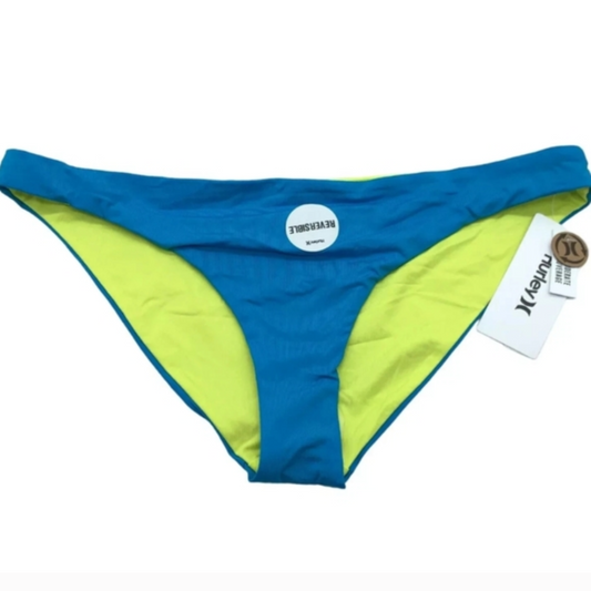 NWT Hurley Reversible Bikini Bottom Size L – Blue/Neon Yellow #A50