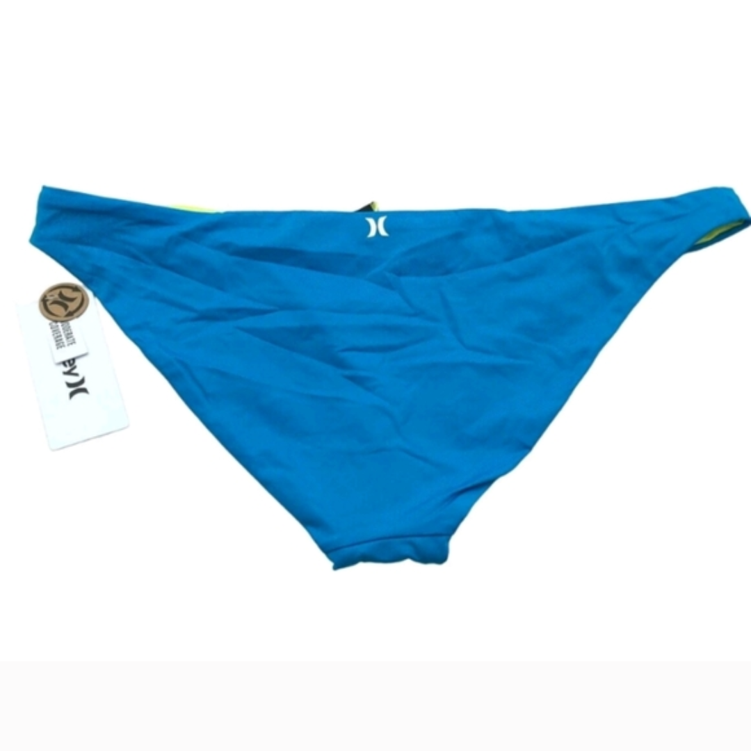 NWT Hurley Reversible Bikini Bottom Size L – Blue/Neon Yellow #A50