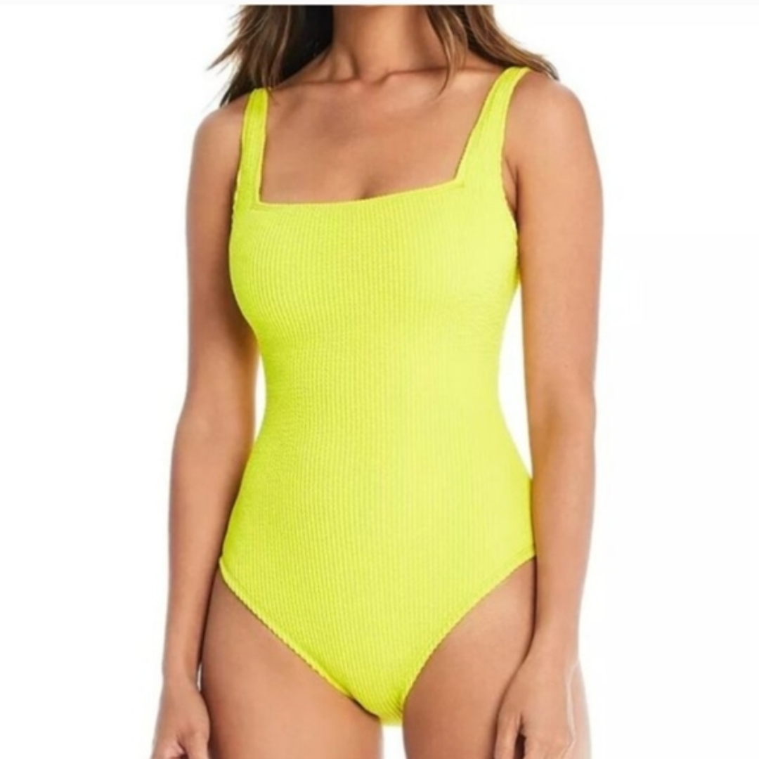 Bleu Rod Beattie Neon Lime Ribbed One-Piece Swimsuit | Size 10 | NWT #A53