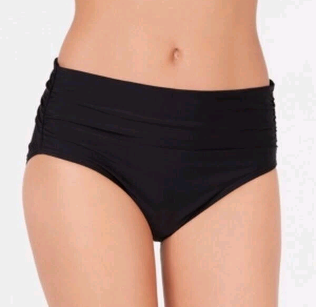 Calvin Klein Swim Women's Ruched Bikini Bottoms Black, Size S #A61