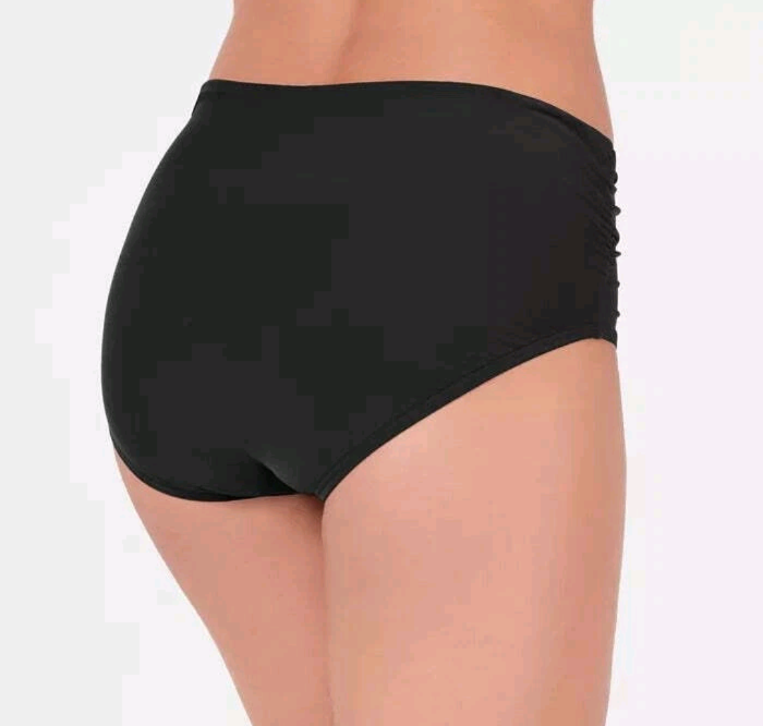 Calvin Klein Swim Women's Ruched Bikini Bottoms Black, Size S #A61