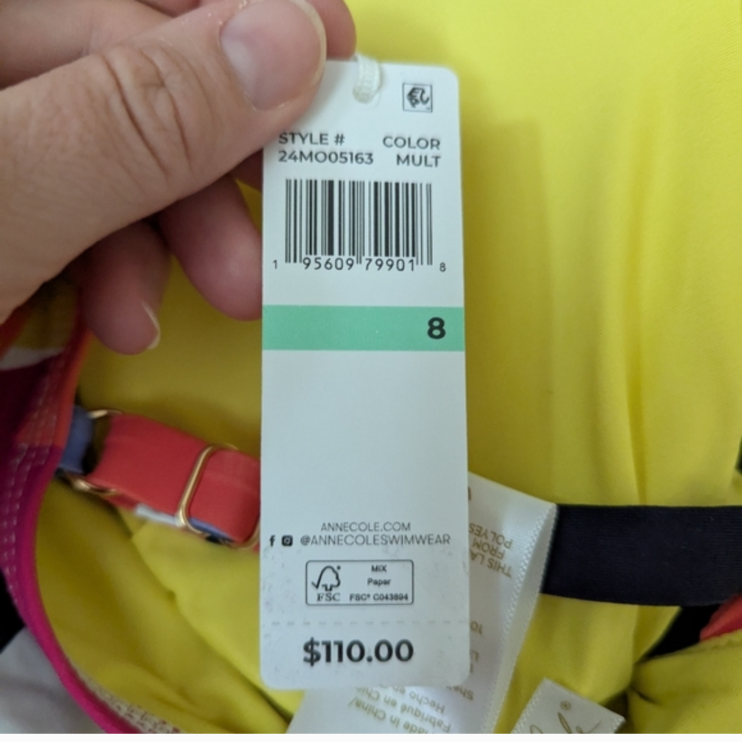 Anne ColeWomen's Surplice-Neck Underwire One-Piece Swimsuit Sz 8 #A84