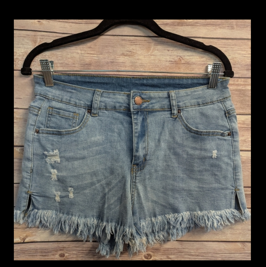Denim Frayed Hem, Medium Wash Women's Shorts Sz 29 #B4