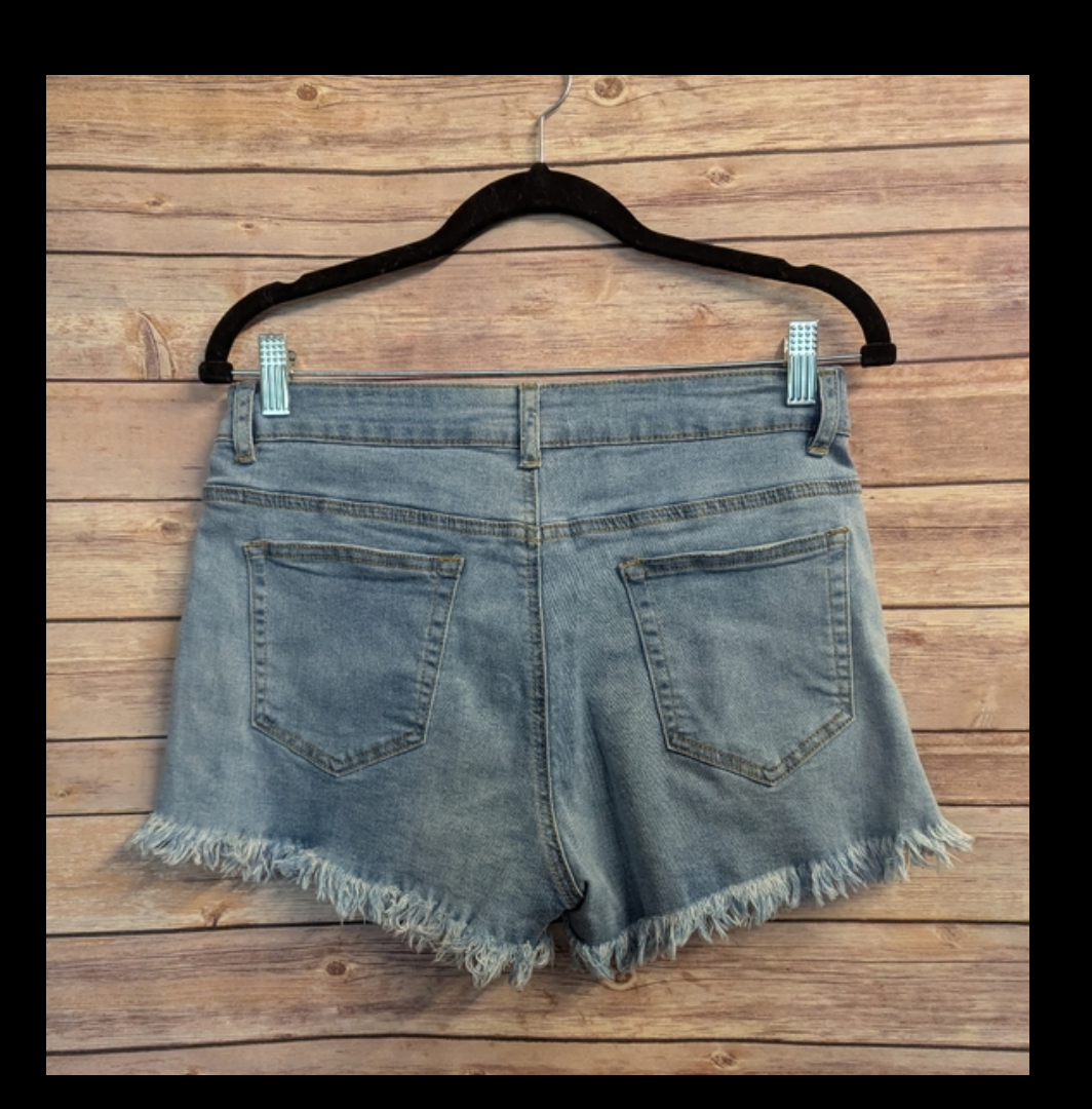 Denim Frayed Hem, Medium Wash Women's Shorts Sz 29 #B4