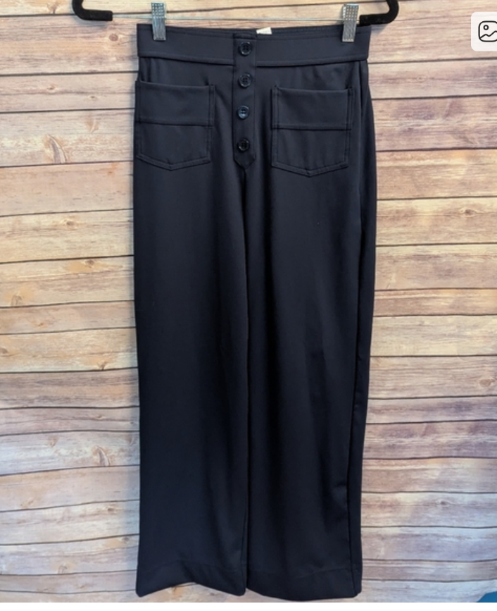 HALARA High Waisted Wide Leg Pants Size Small | Navy Button Front Stretch Trouser #B18
