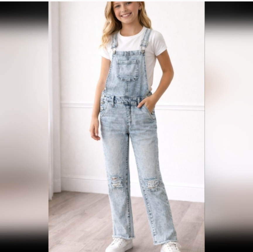 So denim overalls youth size 12, Raw Hemm Distressed RS 74