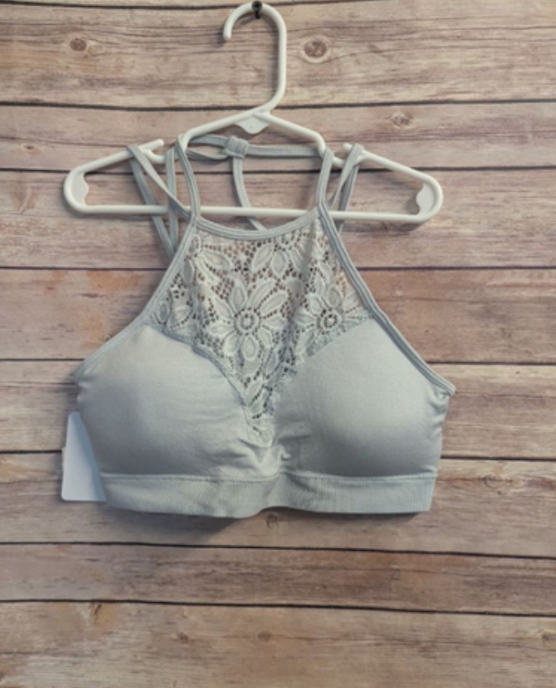 Zenana grey/blue high neck bralette #B30