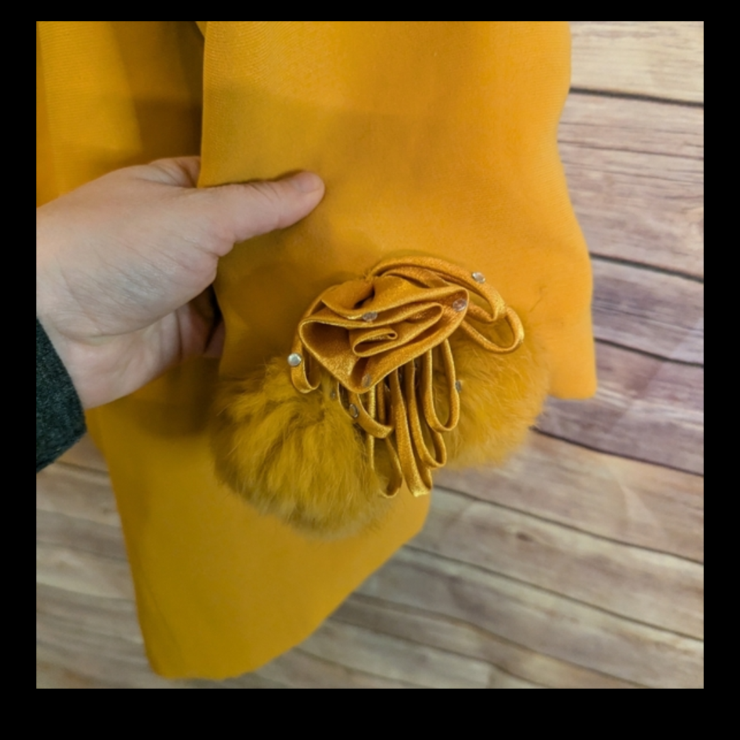 Studio C Collection Coat Women’s 24W Mustard Faux Fur Pom Statement Blazer