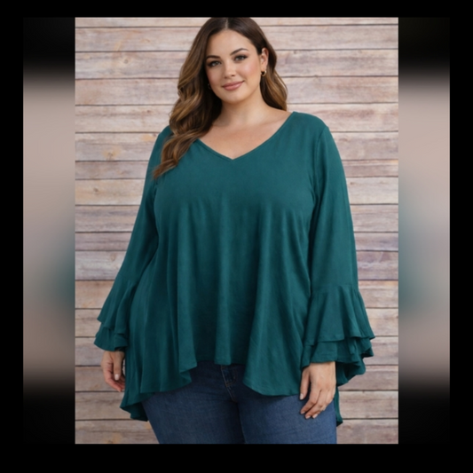 1XL She + Sky bell sleeve, crisscross back top