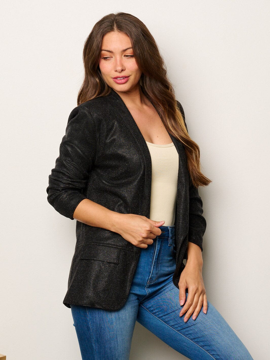 Black shimmer blazer - Scarlett's Riverside Boutique 