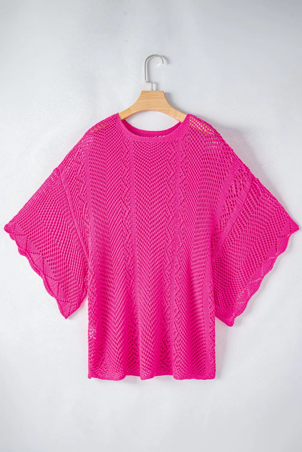 Rose Red Pointelle Knit Scallop Edge Short Sleeve Knit Top - Scarlett's Riverside Boutique 