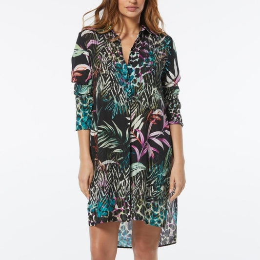 Carmen Marc Valvo Black Floral Swim Cover-Up. NWT Sz M #F12