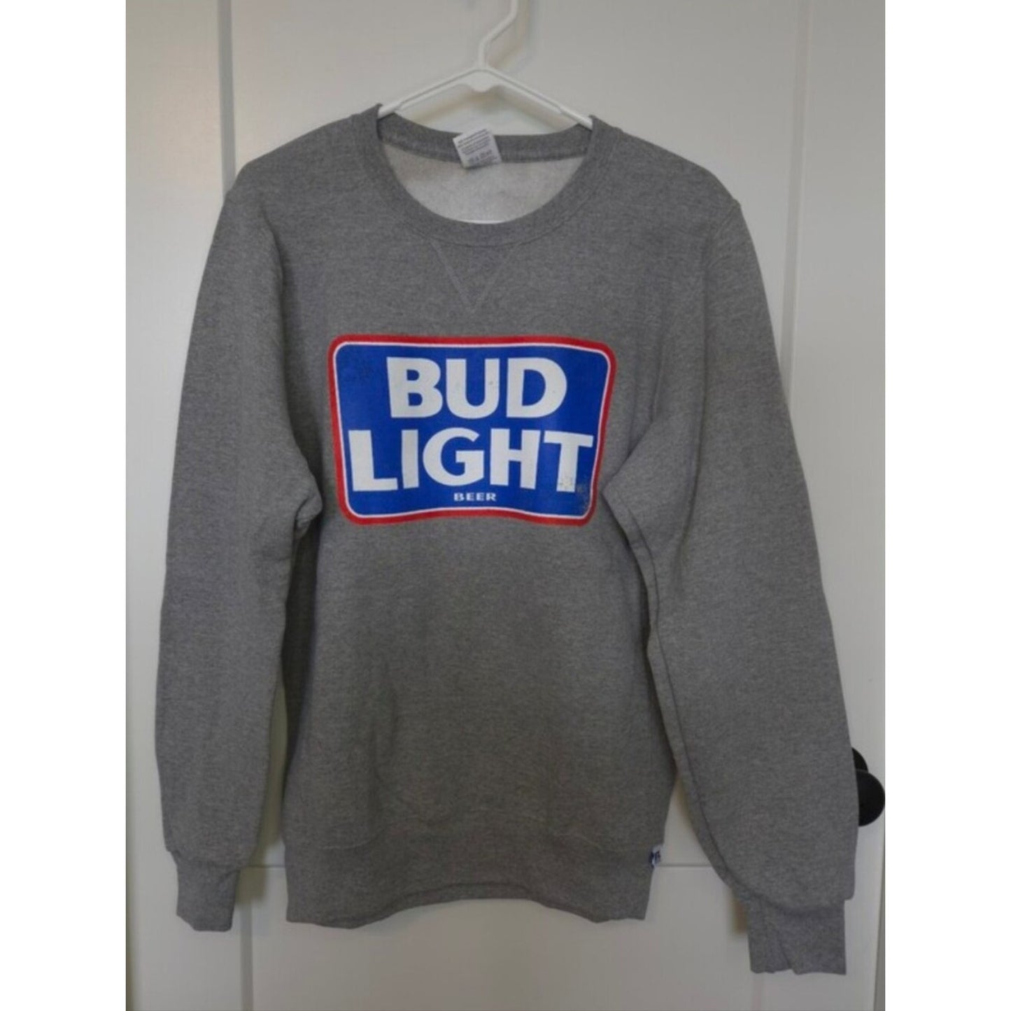 Bud Light Russell Athletic Gray Crewneck Sweatshirt Beer Logo Pullover Size S