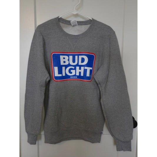 Bud Light Russell Athletic Gray Crewneck Sweatshirt Beer Logo Pullover Size S