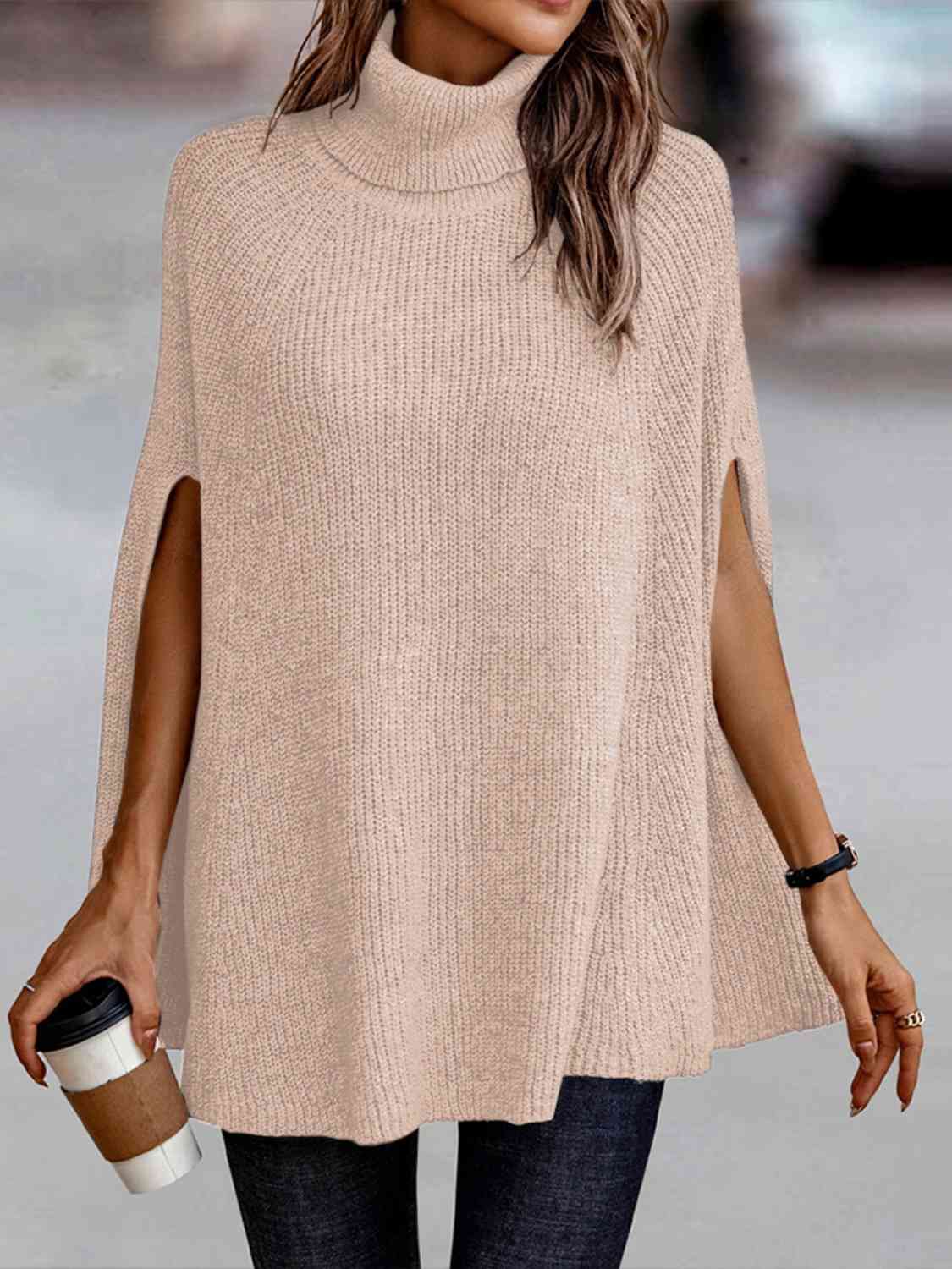 Turtleneck Dolman Sleeve Poncho cute sweaters