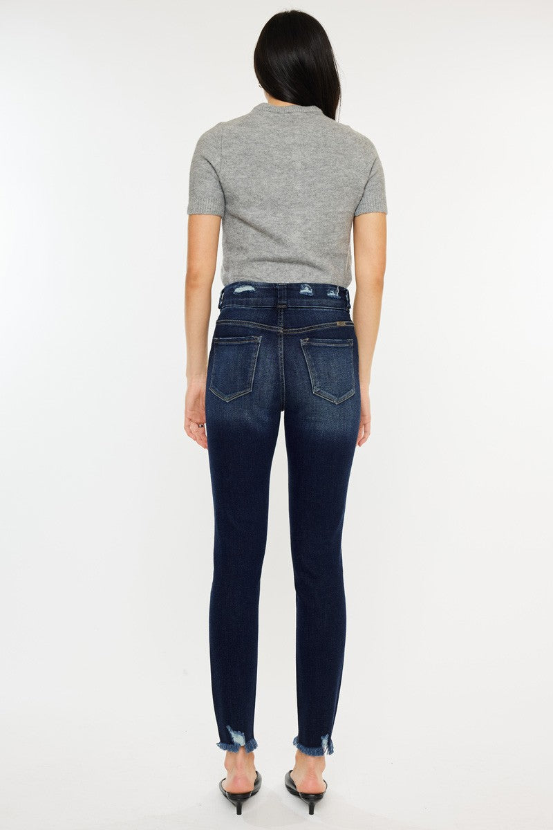 Kancan Full Size Cat's Whiskers Raw Hem High Waist Jeans - Scarlett's Riverside Boutique 