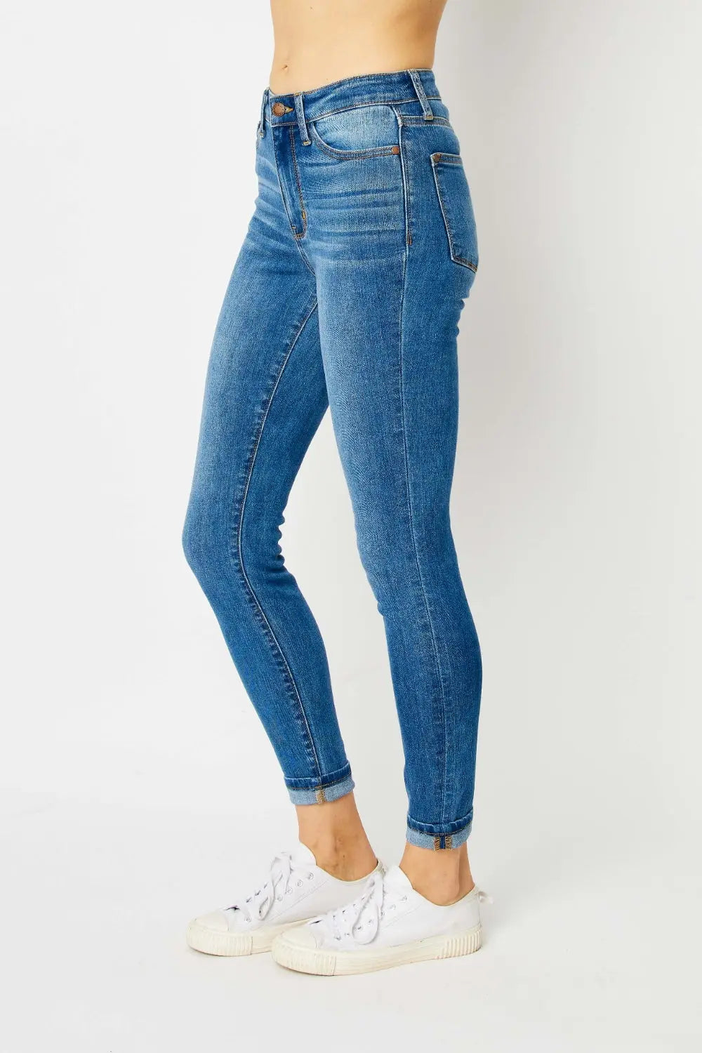 Judy Blue Full Size Cuffed Hem Skinny Jeans - Scarlett's Riverside Boutique 