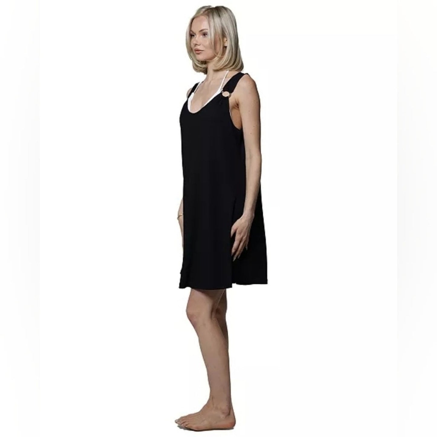 J ValdiSolid Bondi Ring Tank Swim Coverup Dress Sz L #F15