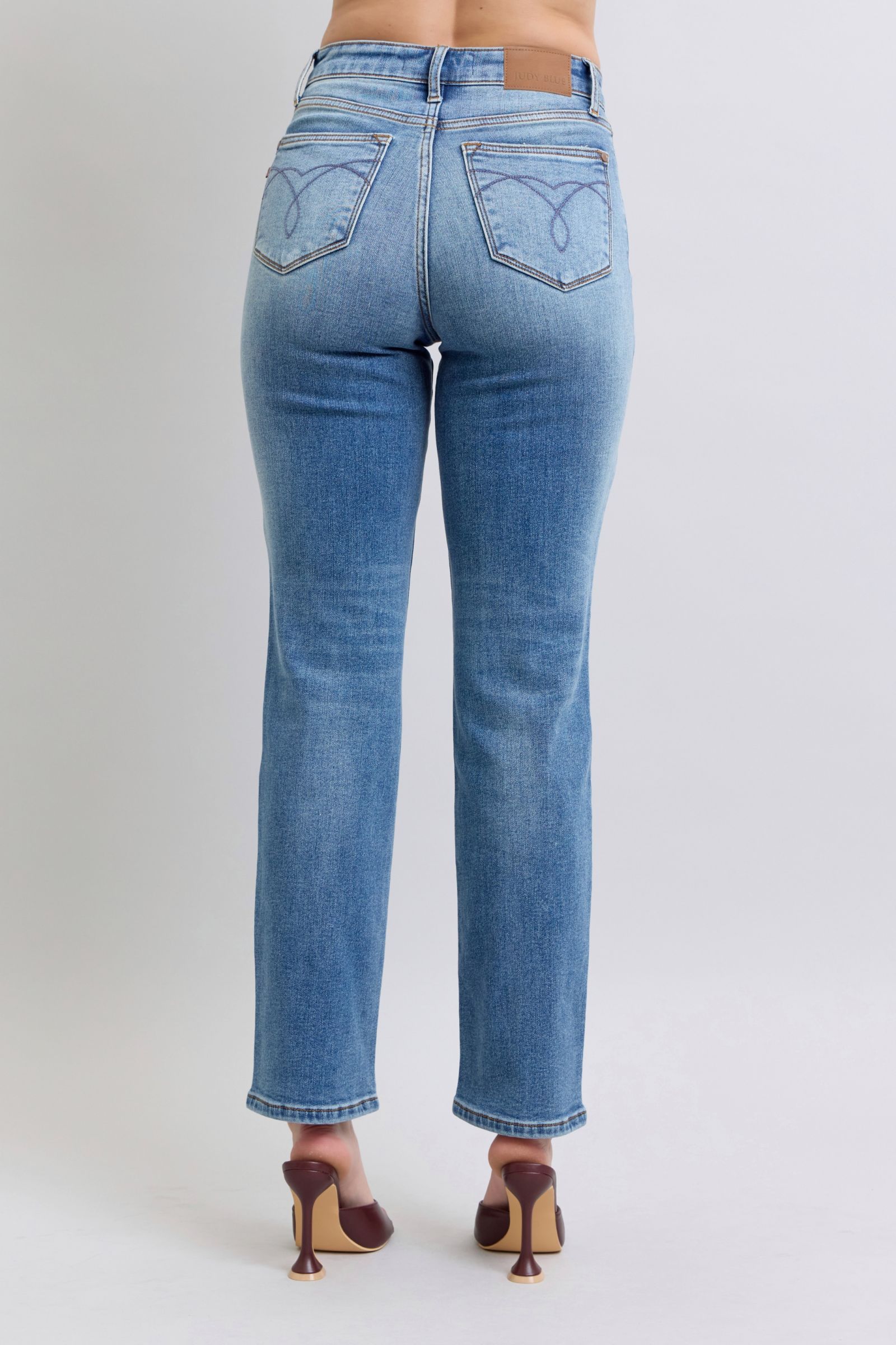 Judy Blue Full Size Run Vintage Wash Thermal Straight Jeans - Scarlett's Riverside Boutique 