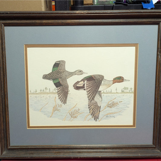 Vintage Duck Wall Art Cottagecore Framed Print Rustic Woodland Lake House Farmho