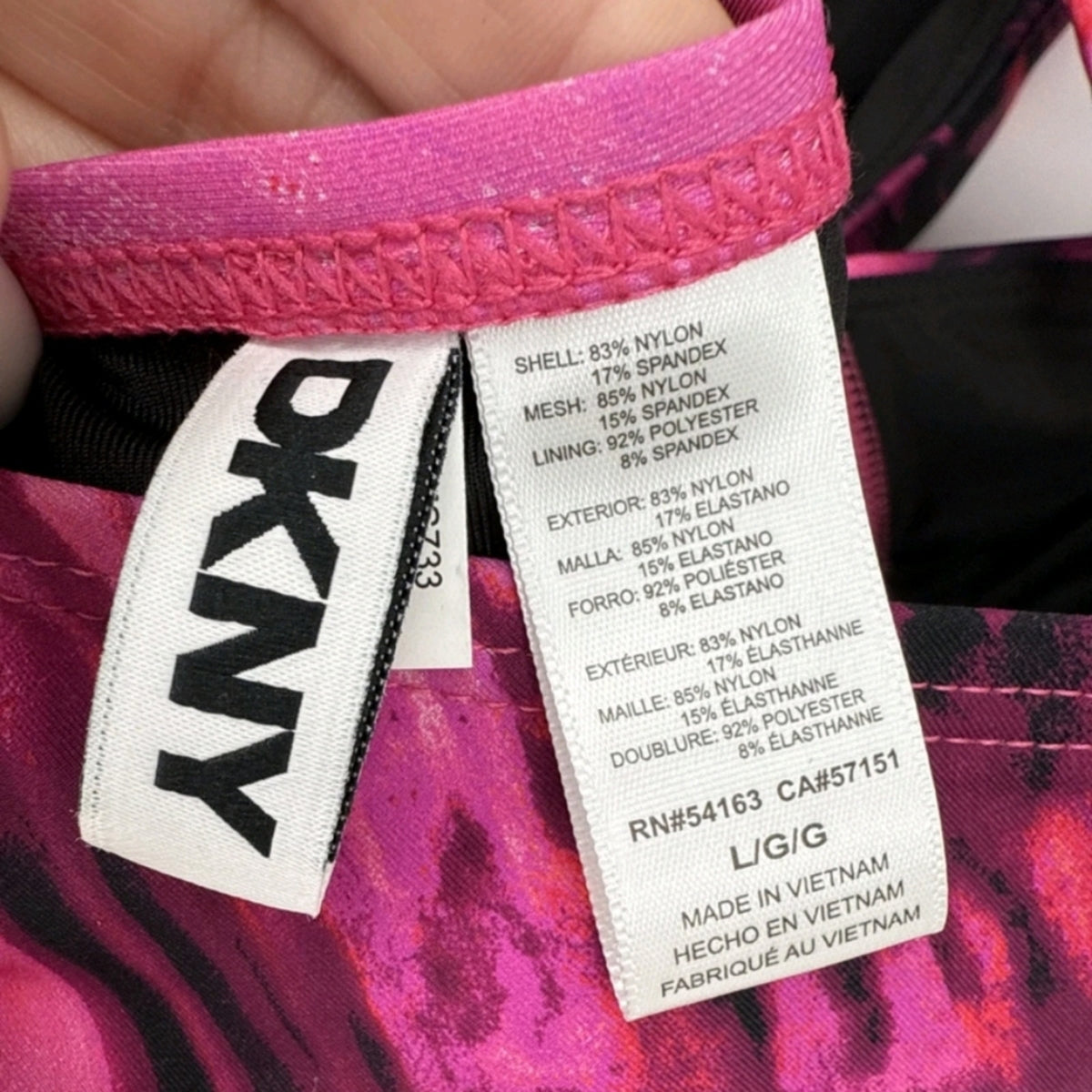 Dkny Pink and Black One Piece Swimsuit with Halter Neckline