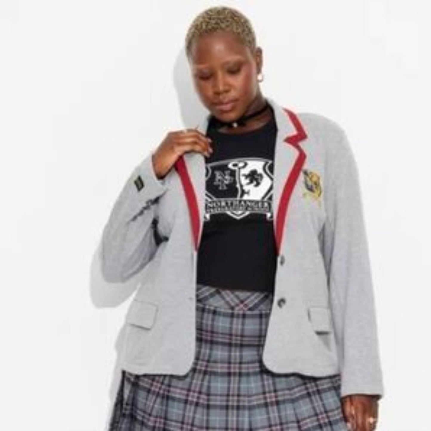 Exclusive Beetlejuice Astrid Graphic Blazer - Heather Gray Sz 2xl