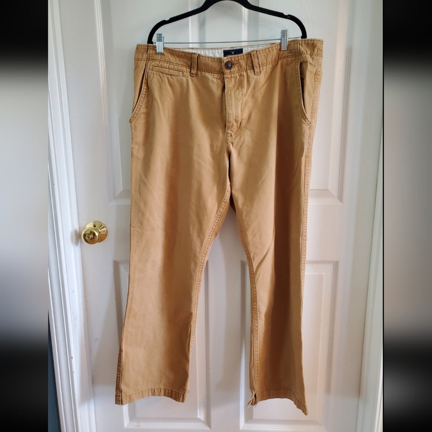 American Eagle Khaki Pants Mens 38x32 Bootcut Tan Casual Chino Flat Front Classi