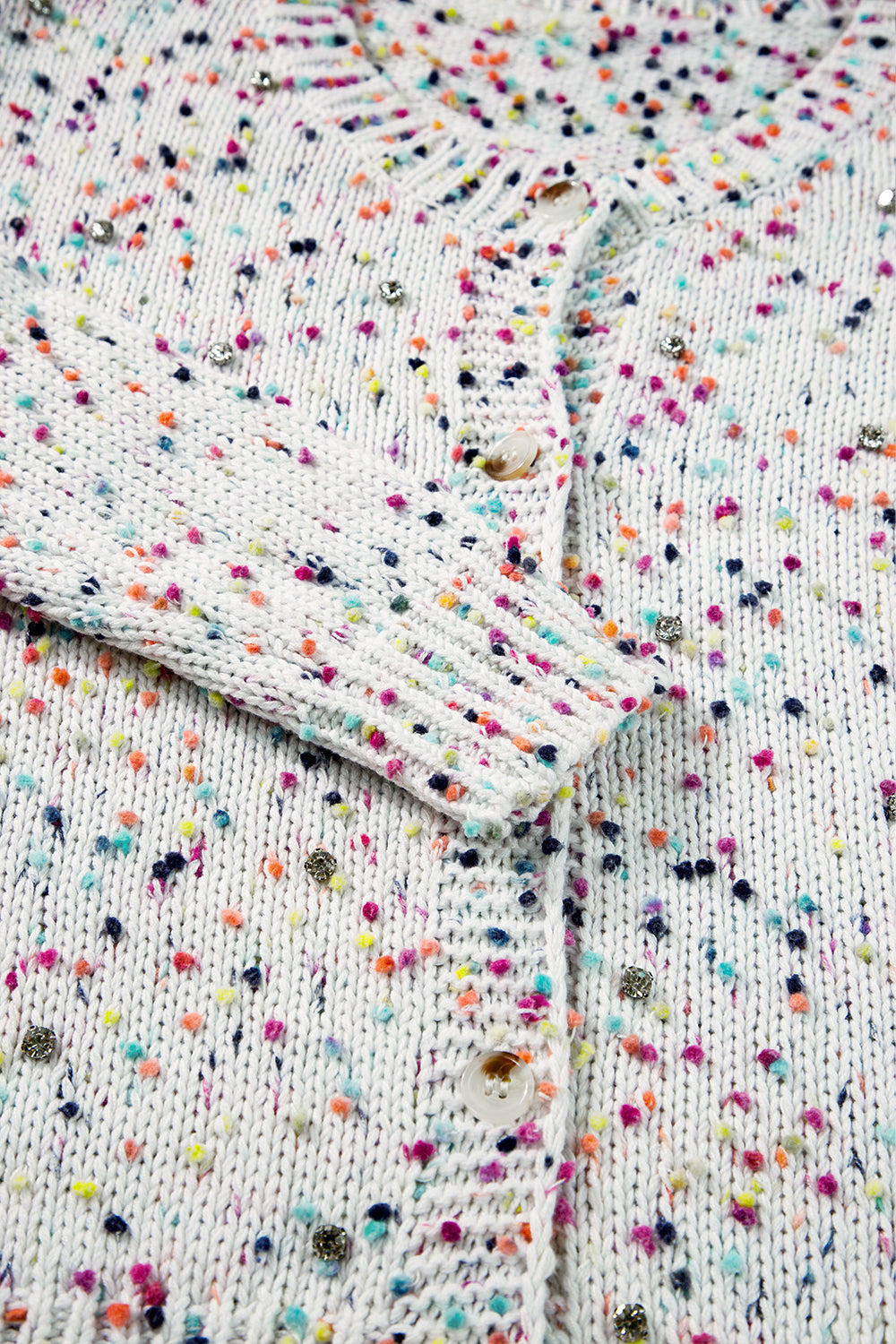 White Multicolor Confetti Sweater Cardigan - Scarlett's Riverside Boutique 