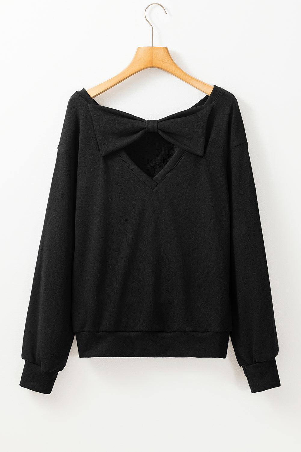 Black Bowknot Dewback Round Neck Sweatshirt - Scarlett's Riverside Boutique 