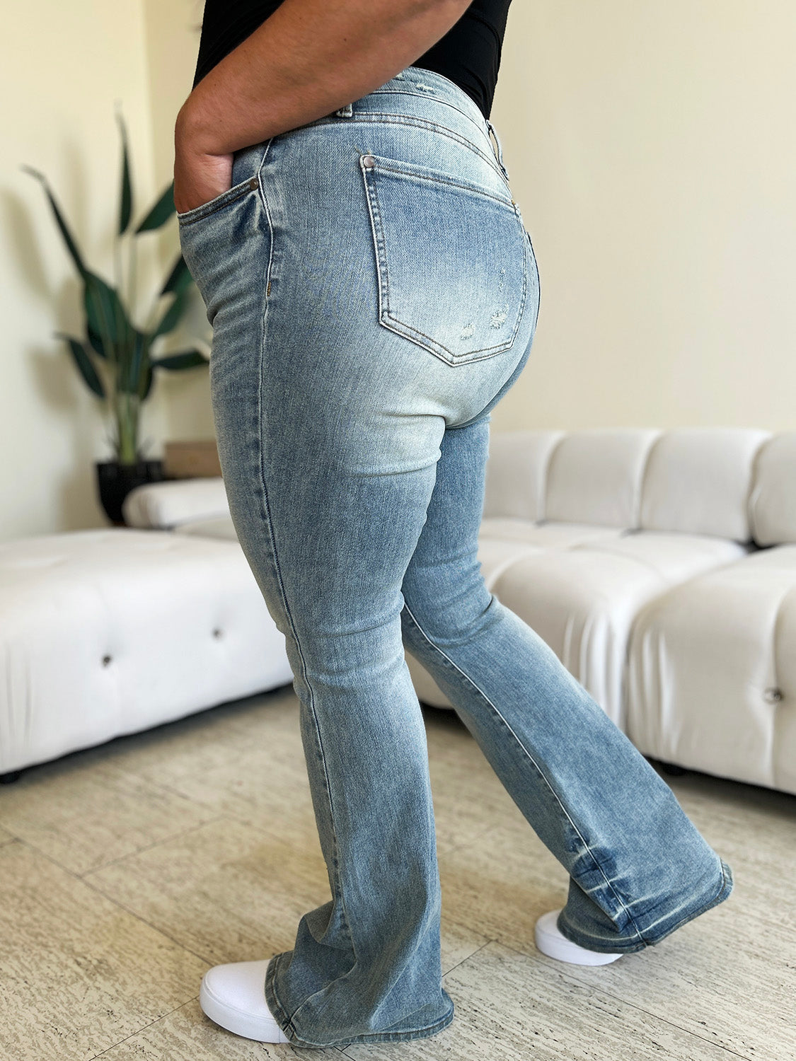 Judy Blue Full Size Mid Rise Flare Jeans, 32" and 32.5" inseam - Scarlett's Riverside Boutique 