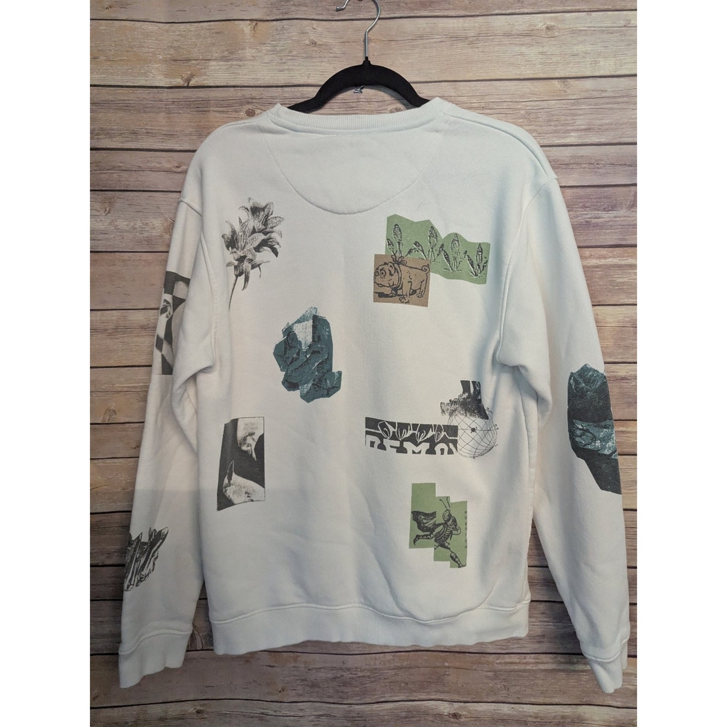 Denim & Flower Ricky Singh Pullover Sweatshirt Cream Womens Sz L Streetwear