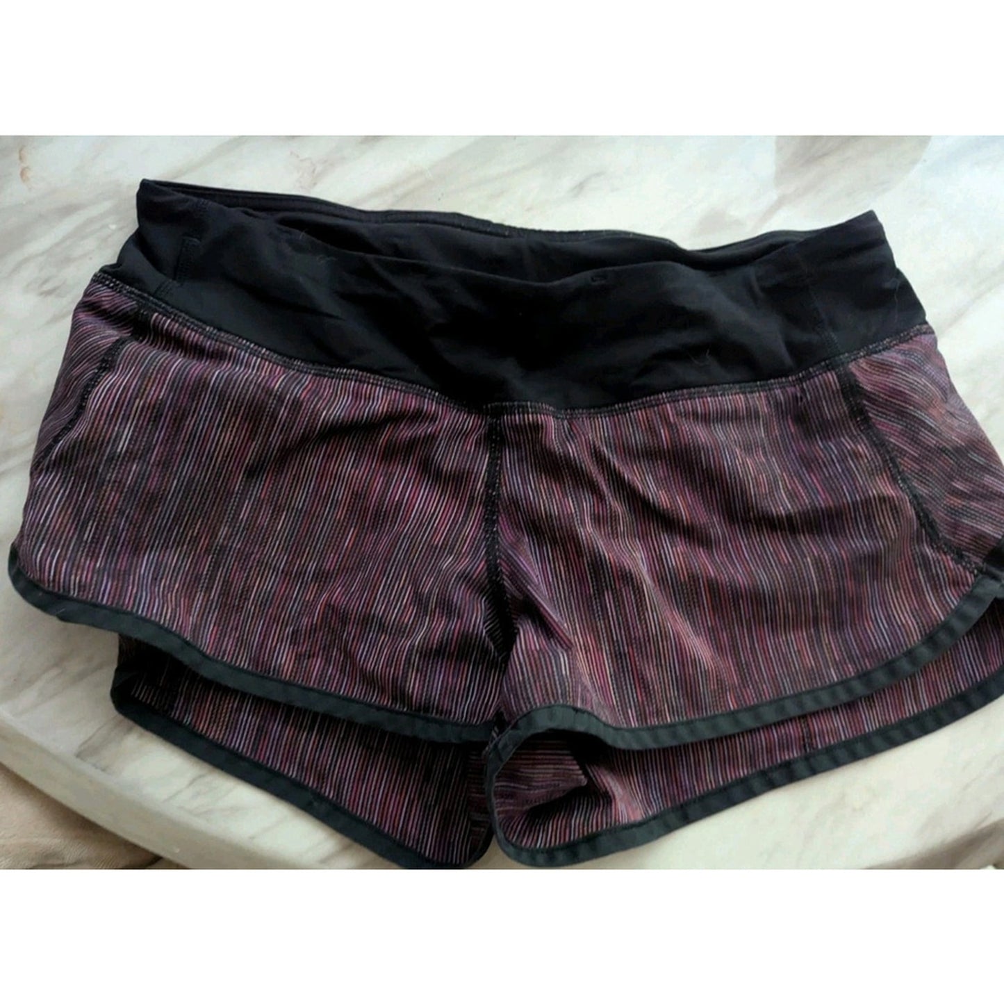 Lululemon Running Shorts, Women's Size 6 Black Pink Striped Athletic Gym...