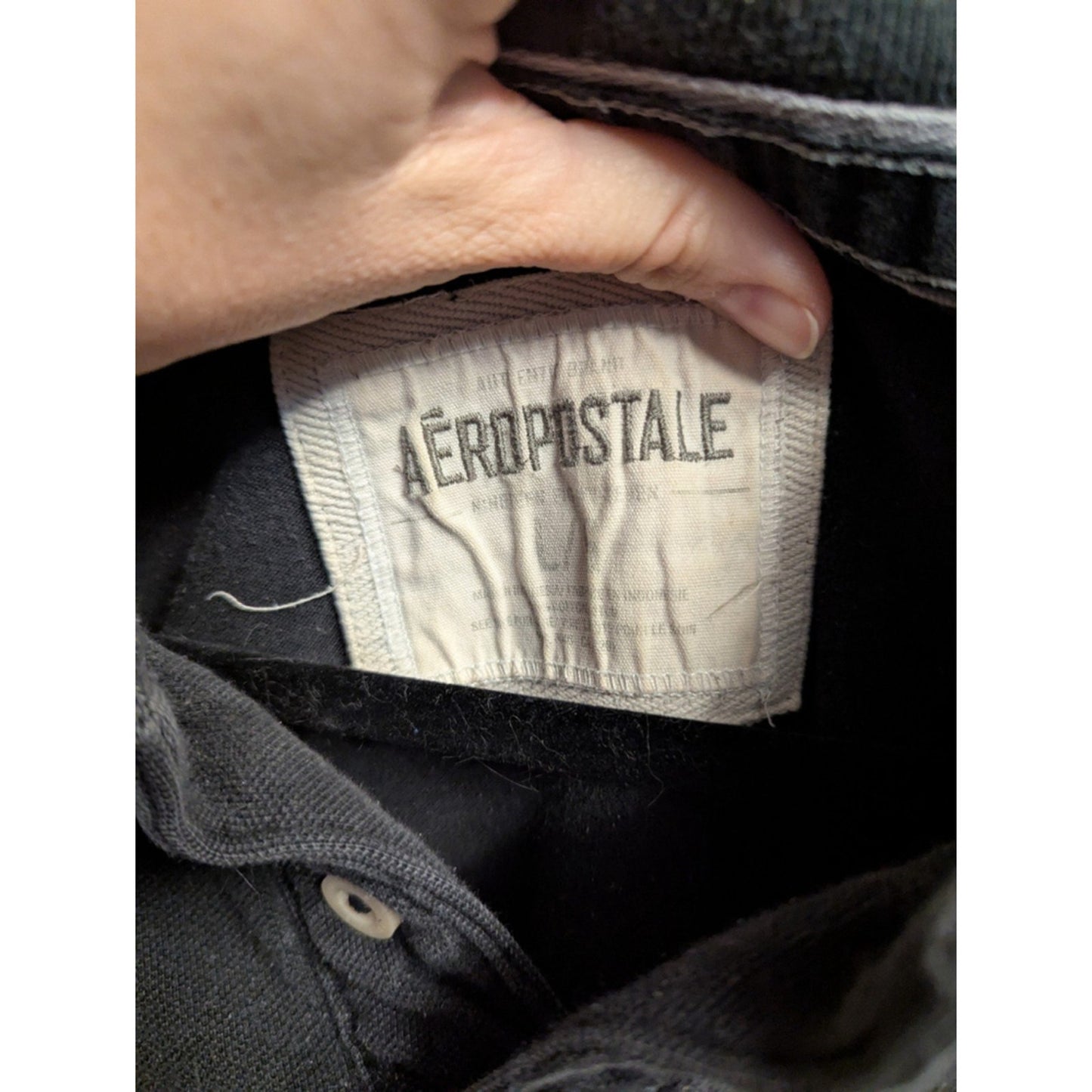 Men's Y2k-Aeropostale Men's Black Polo Shirt, size, L Short Sleeve A87.
