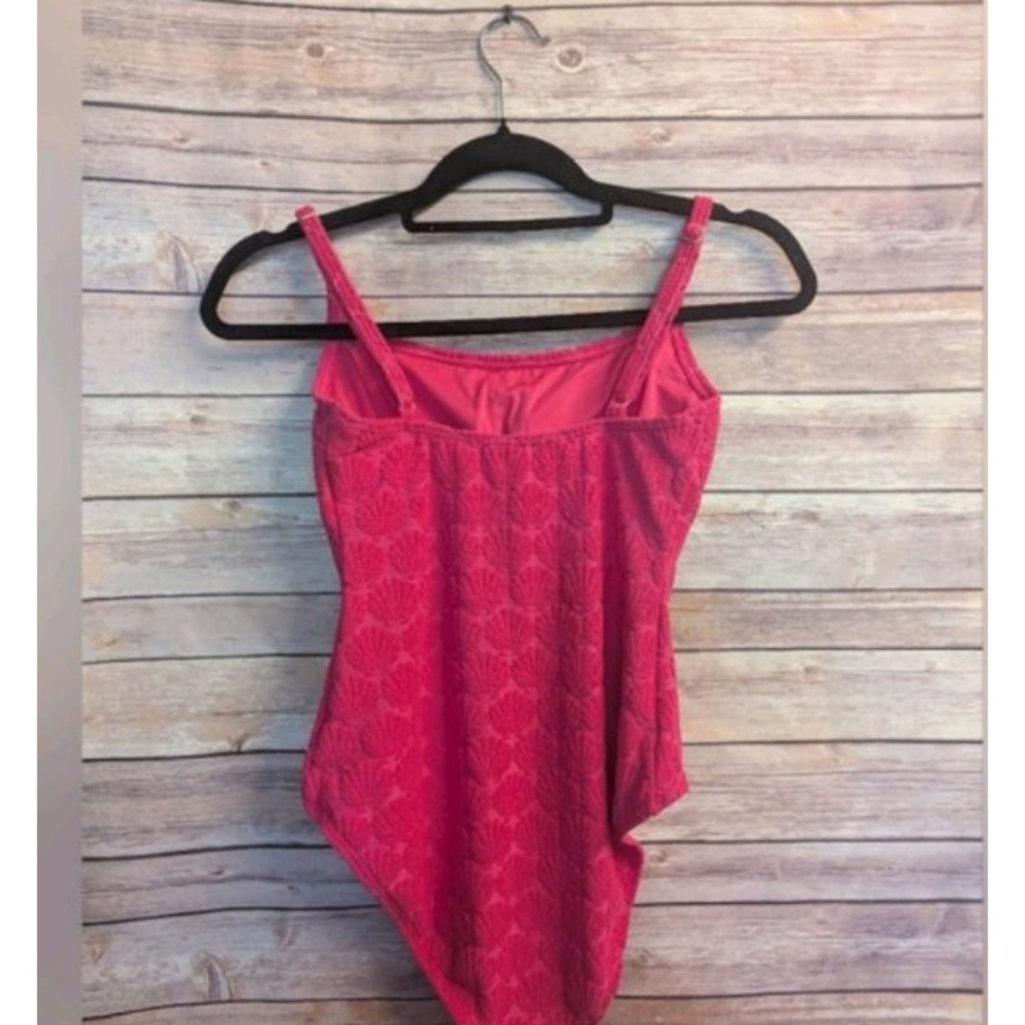 Kate Spade NWOT Classic One Piece Swimsuit Shell Jacquard Pink Size XS Shelf Bra