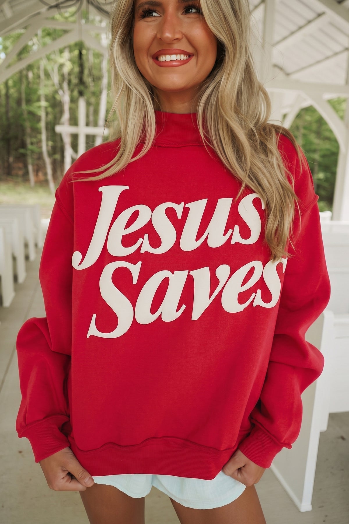 Dark Brown Jesus Saves Slogan Print Stand Neck Baggy Sweatshirt