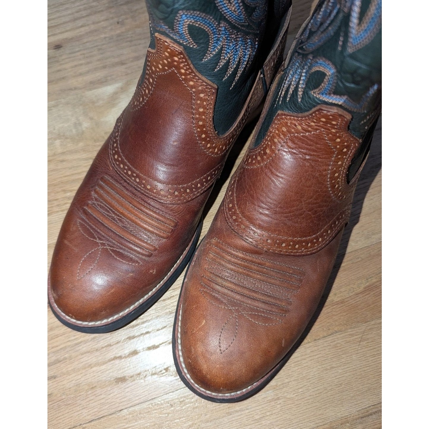 Ariat Heritage Western R Toe Cowboy Boots Brown Black Leather Men’s Size 10 B