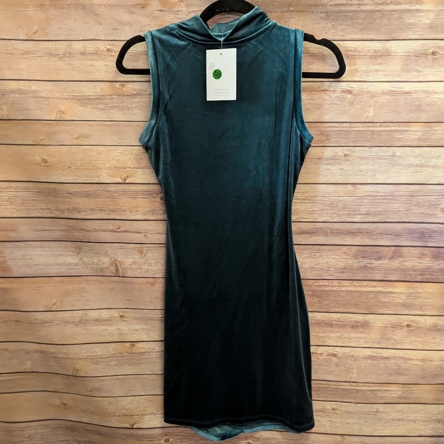 Y2K, NWTs, Emerald Green Velvet Sleeveless Dress Sz XS.