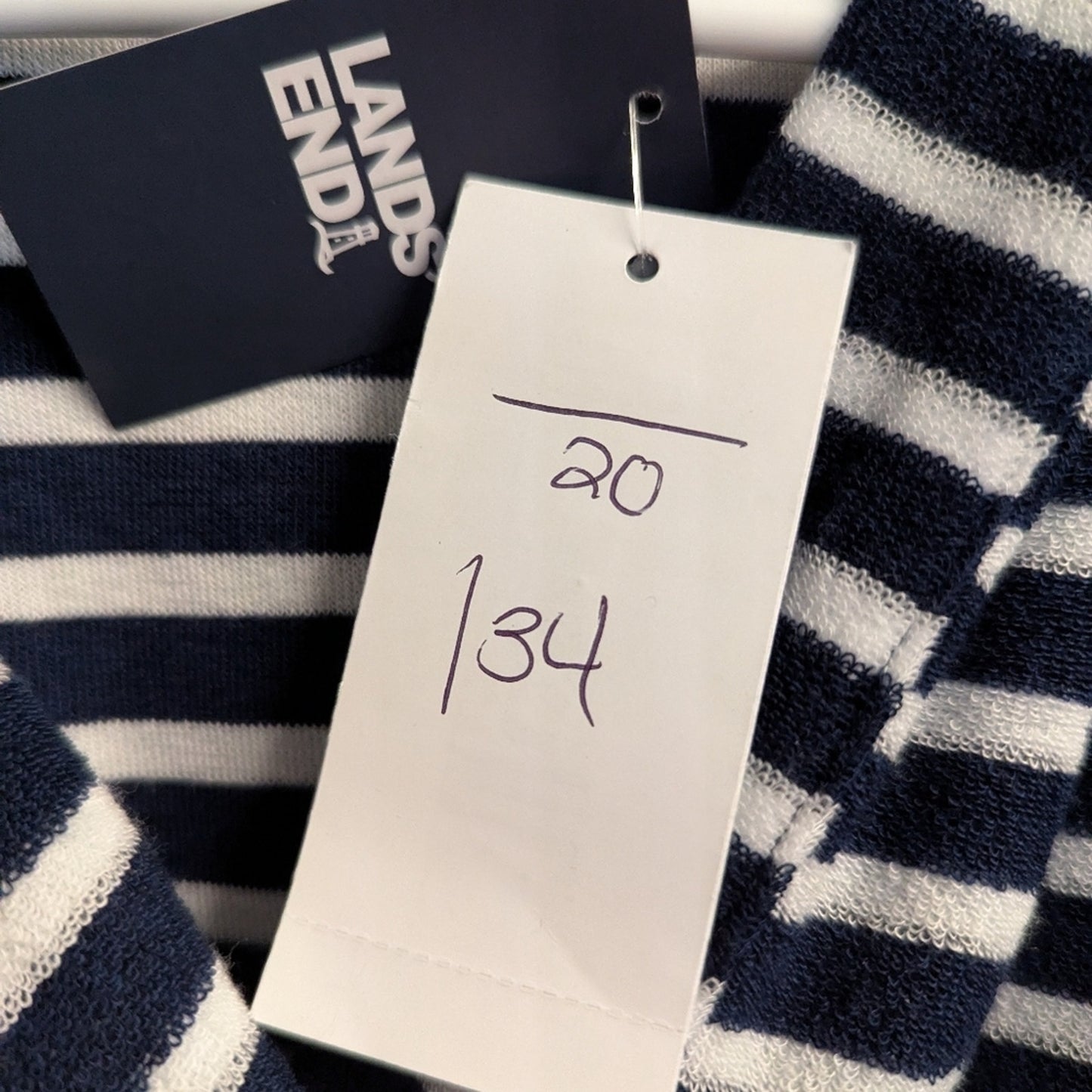NWT-Lands' End Women's Striped V-Neck Terry Hooded Swimsuit Cover Up sz. S #G40