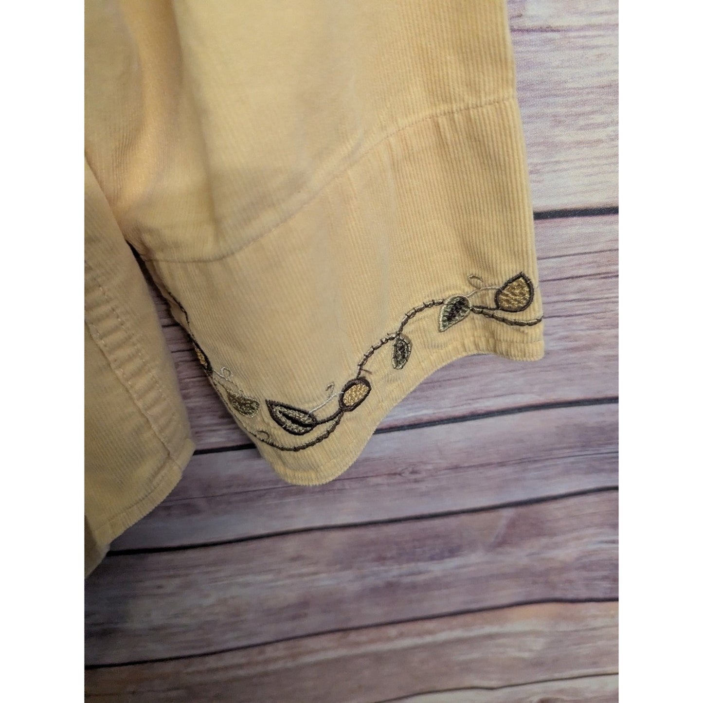 Liz Claiborne Embroidered Button Front Shirt, Vintage Yellow Western Utility Top