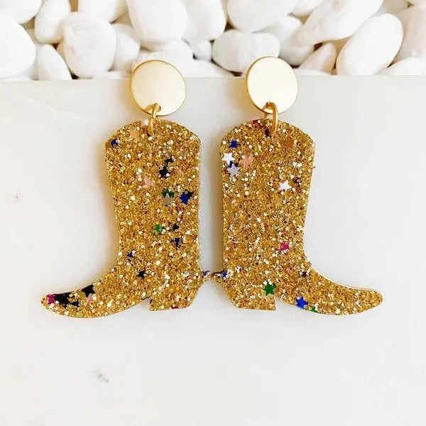 Glittered Up Cowgirl Earrings - Scarlett's Riverside Boutique 