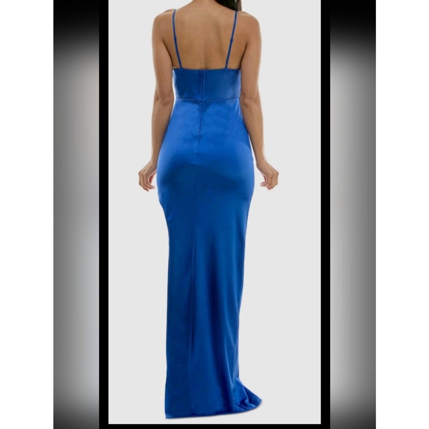 Emerald Sundae Women's Juniors Blue Lined Formal Draped Gown Dress Size XXS