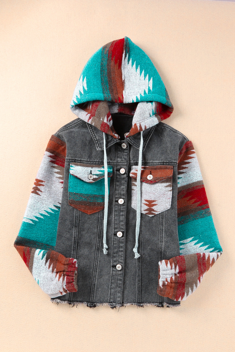 Drawstring Hooded Pocketed Denim Jacket - Scarlett's Riverside Boutique 