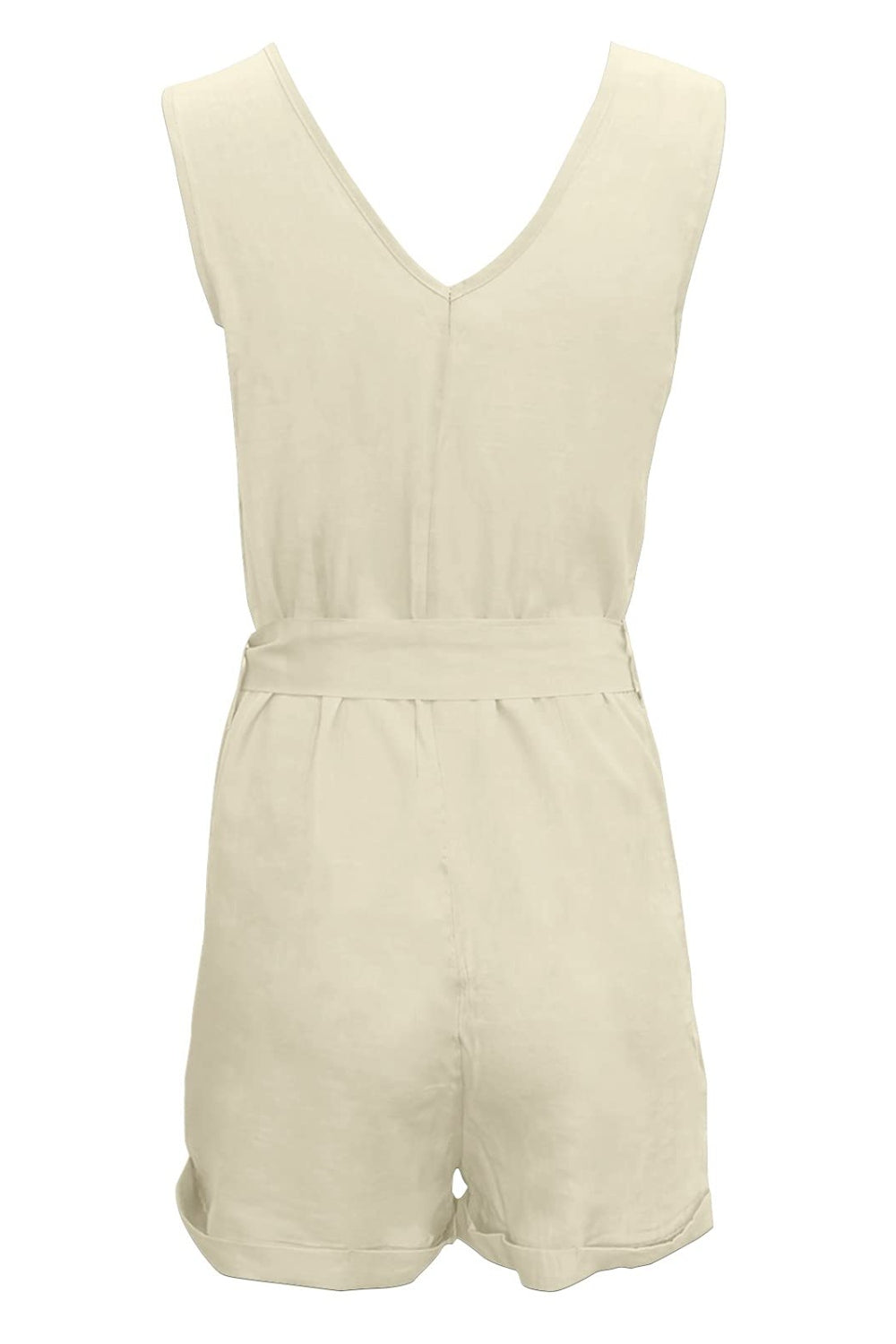 Full Size Tied V-Neck Sleeveless Romper with Pockets - Scarlett's Riverside Boutique 