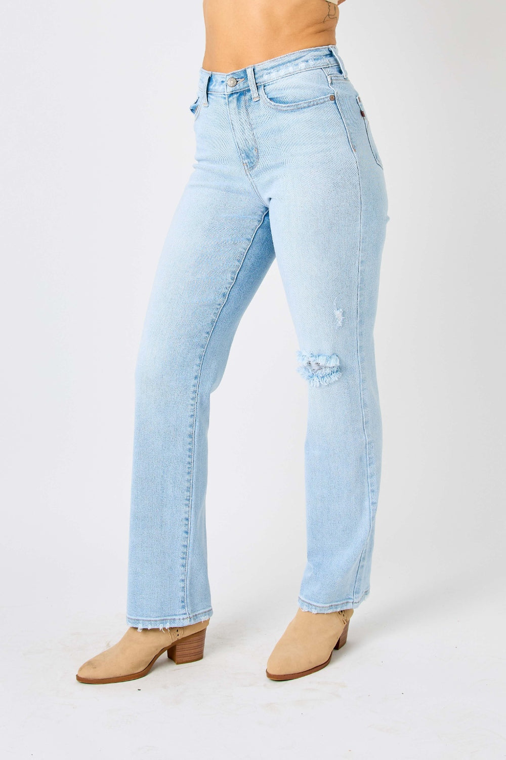 Judy Blue Full Size High Waist Distressed Straight Jeans - Scarlett's Riverside Boutique 