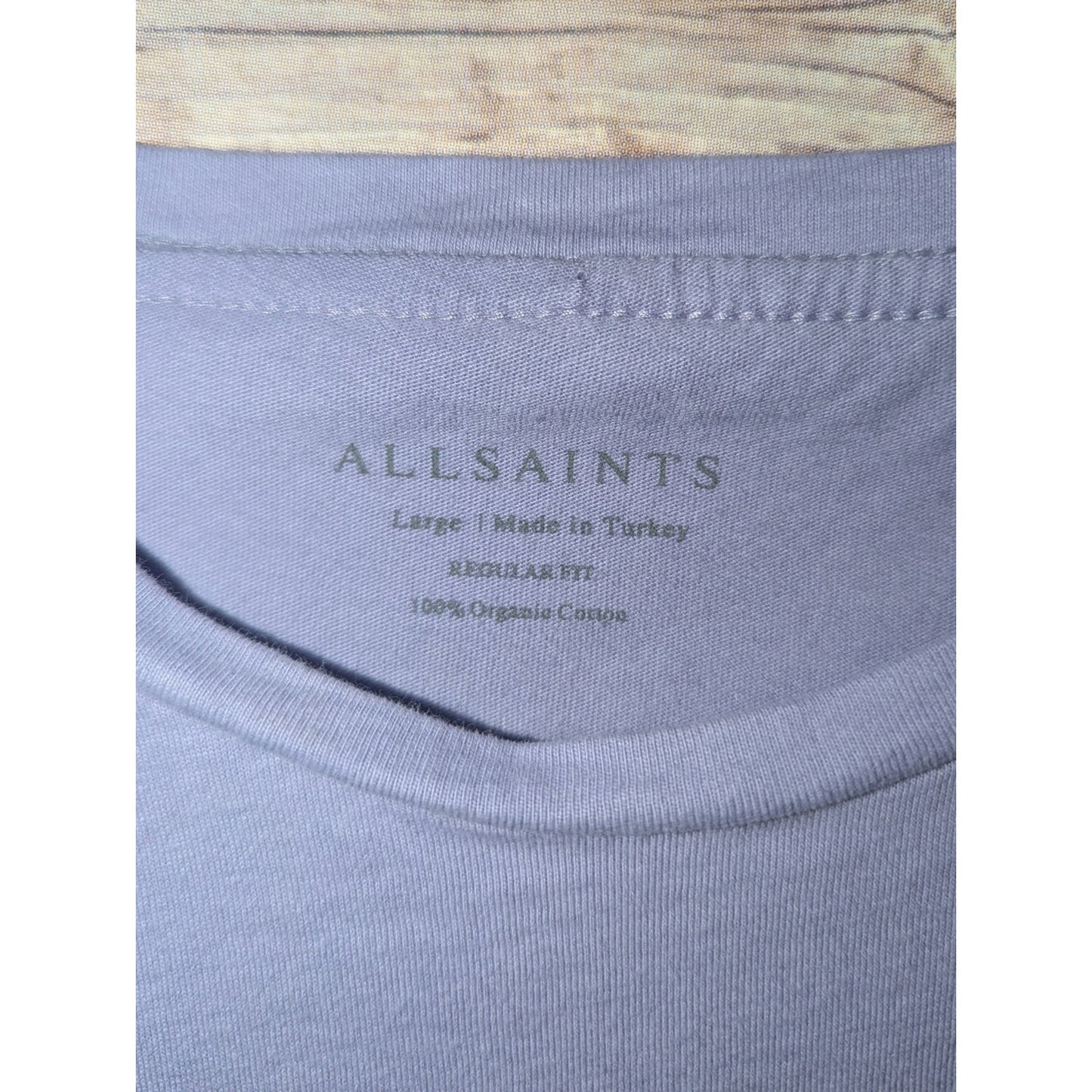 AllSaints Men’s Large Lavender Crewneck T Shirt Short Sleeve Organic Cotton Tee